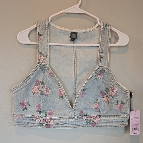 Wild Fable Tops - Wild Fable Floral Denim Crop Top NWT